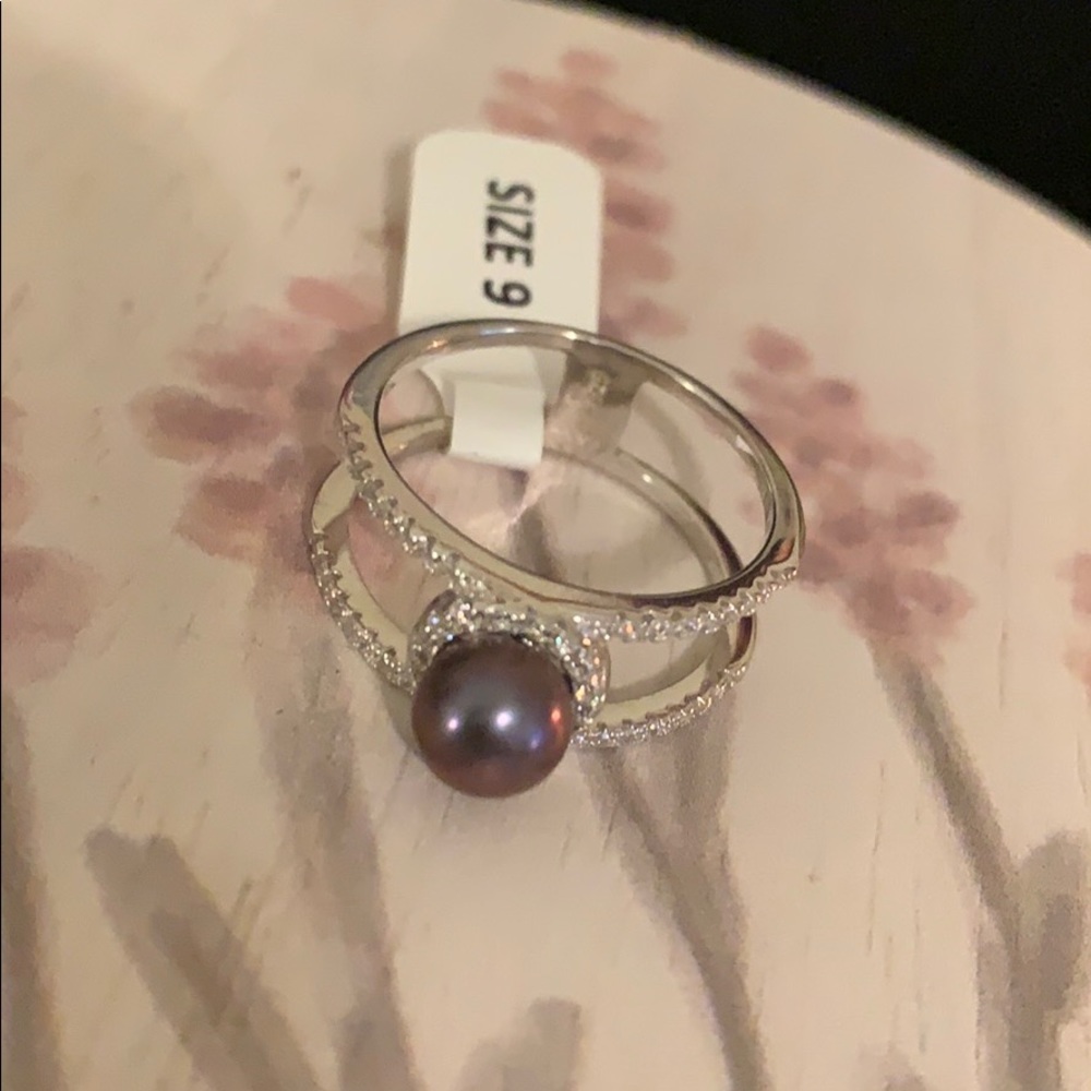 Sweet Duet Ring with Purple Pearl